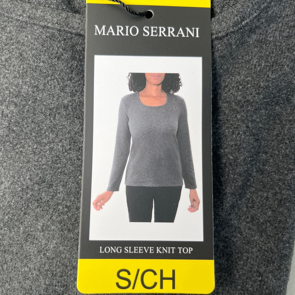 Women's MARIO SERRANI Long Sleeve Knit Top S Gray NWT